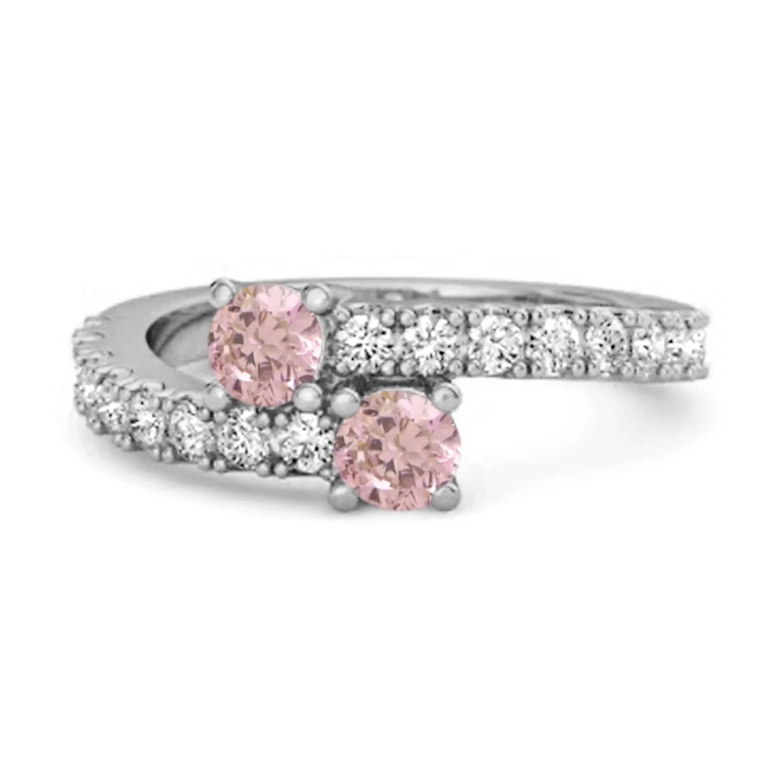 0.10 Cts Pink Zirconia 925 Sterling Silver Split Shank Unique Bridal Ring