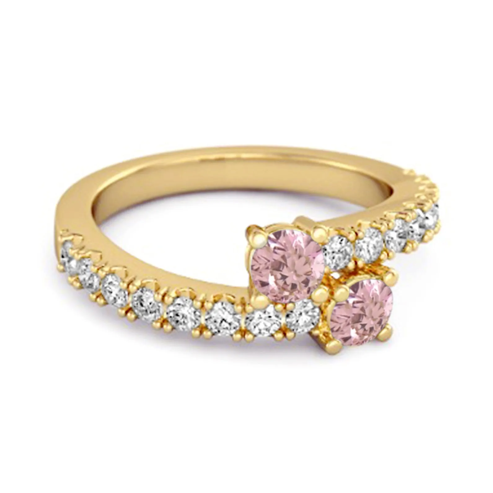 0.10 Cts Pink Zirconia 925 Sterling Silver Split Shank Unique Bridal Ring