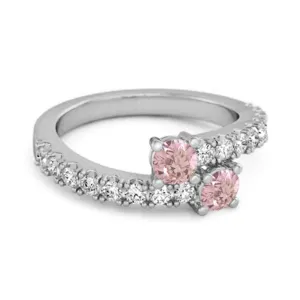 0.10 Cts Pink Zirconia 925 Sterling Silver Split Shank Unique Bridal Ring