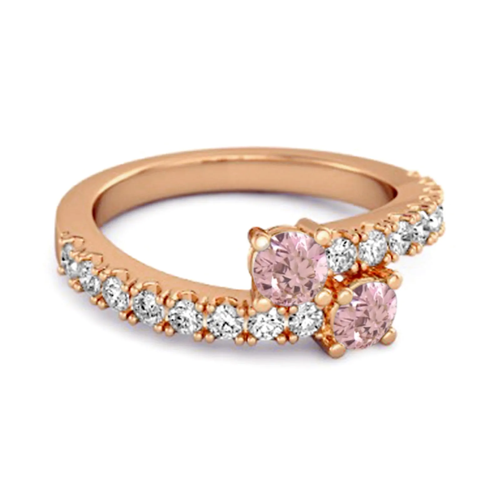 0.10 Cts Pink Zirconia 925 Sterling Silver Split Shank Unique Bridal Ring