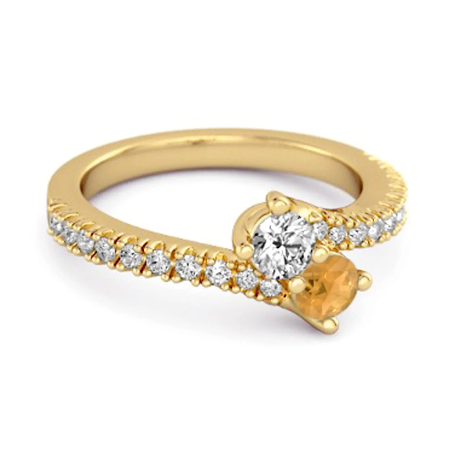 0.10 Ctw Citrine 925 Sterling Silver Split Shank Anniversary Ring