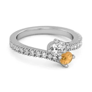 0.10 Ctw Citrine 925 Sterling Silver Split Shank Anniversary Ring