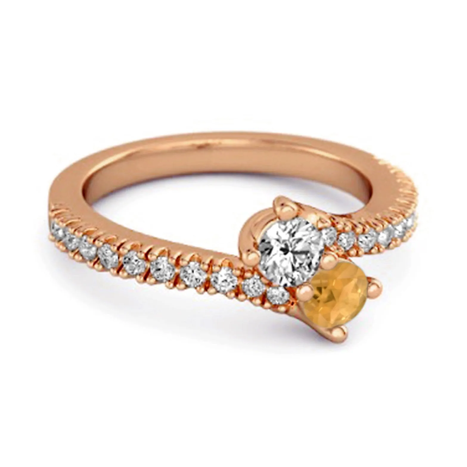 0.10 Ctw Citrine 925 Sterling Silver Split Shank Anniversary Ring