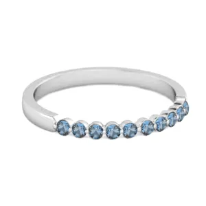 0.20 Ct London Blue Topaz Half Eternity Stacking Ring 925 Sterling Silver