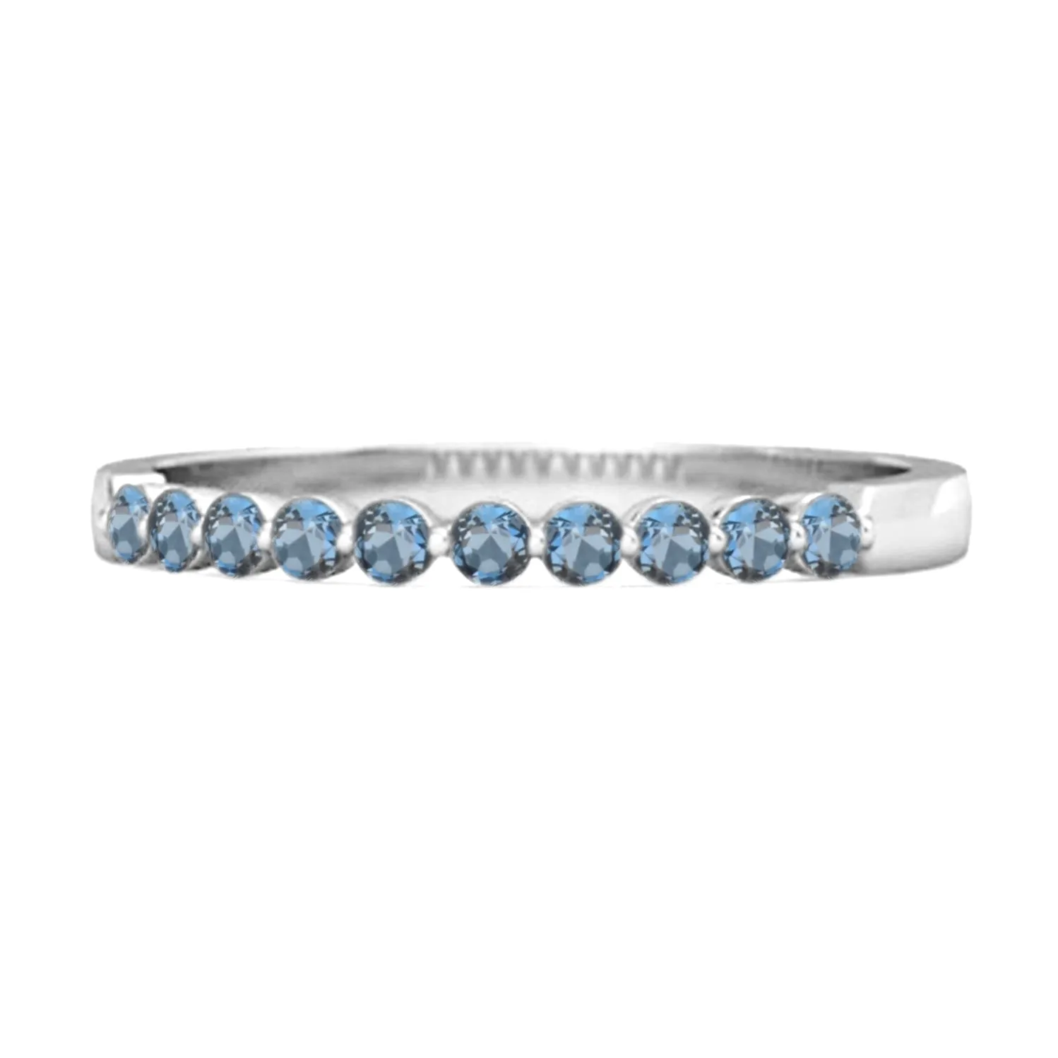 0.20 Ct London Blue Topaz Half Eternity Stacking Ring 925 Sterling Silver