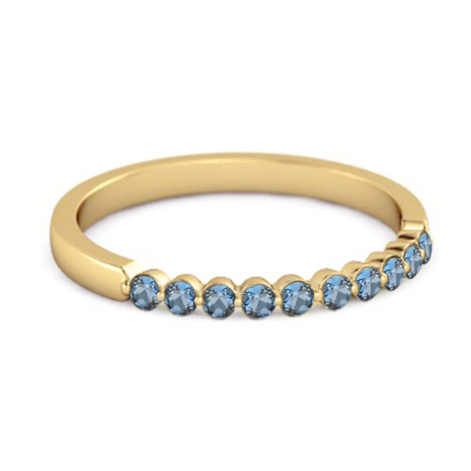 0.20 Ct London Blue Topaz Half Eternity Stacking Ring 925 Sterling Silver
