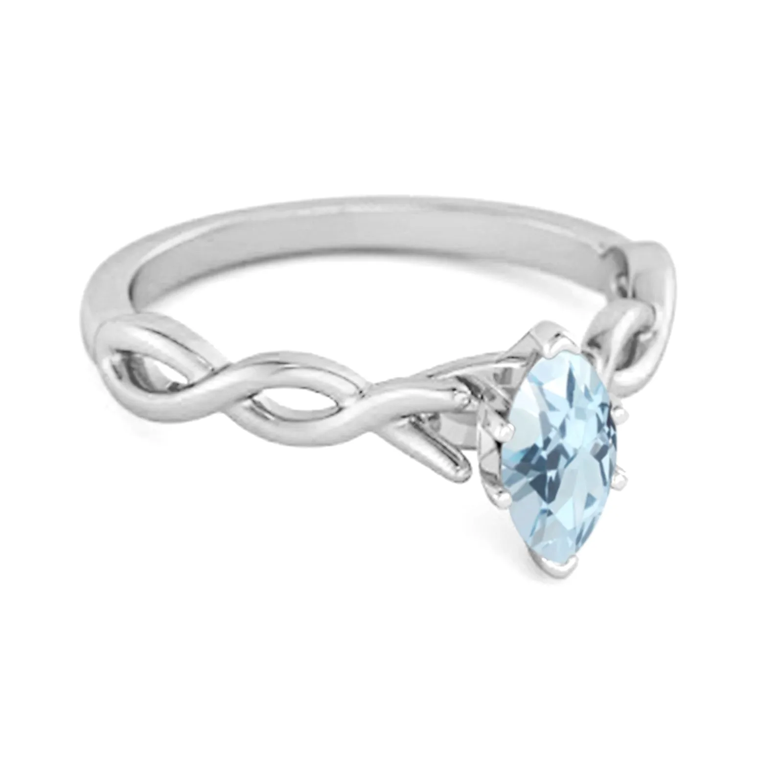 0.25 Ct Blue Topaz Sterling Silver January Birthstone Engagement Ring