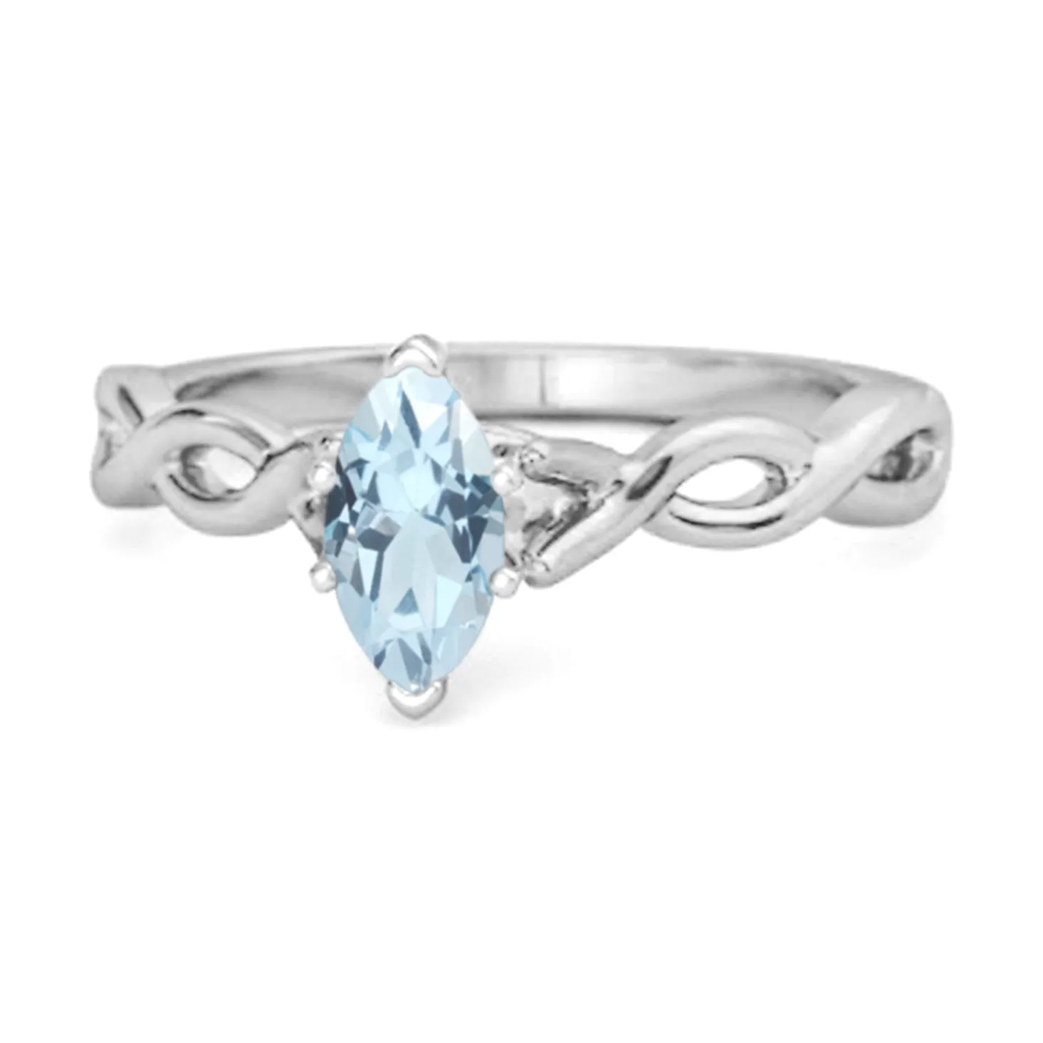 0.25 Ct Blue Topaz Sterling Silver January Birthstone Engagement Ring