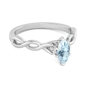 0.25 Ct Blue Topaz Sterling Silver January Birthstone Engagement Ring