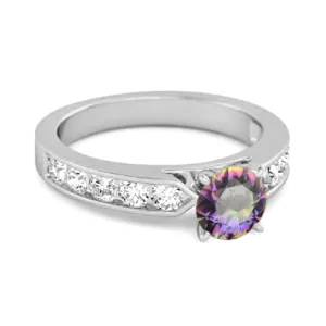 0.25 Ct Mystic Topaz 925 Sterling Silver Marguerite Tale Of Beauty Ring