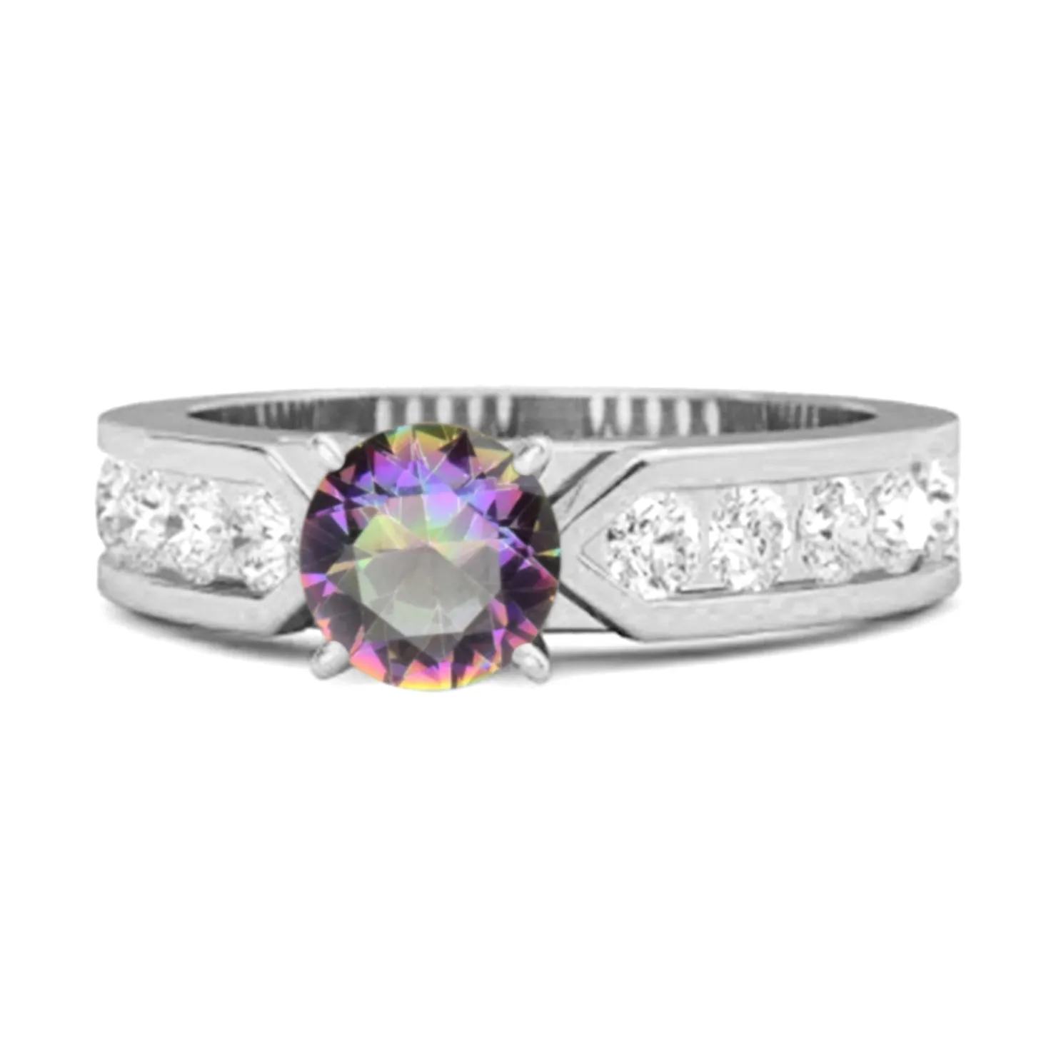 0.25 Ct Mystic Topaz 925 Sterling Silver Marguerite Tale Of Beauty Ring