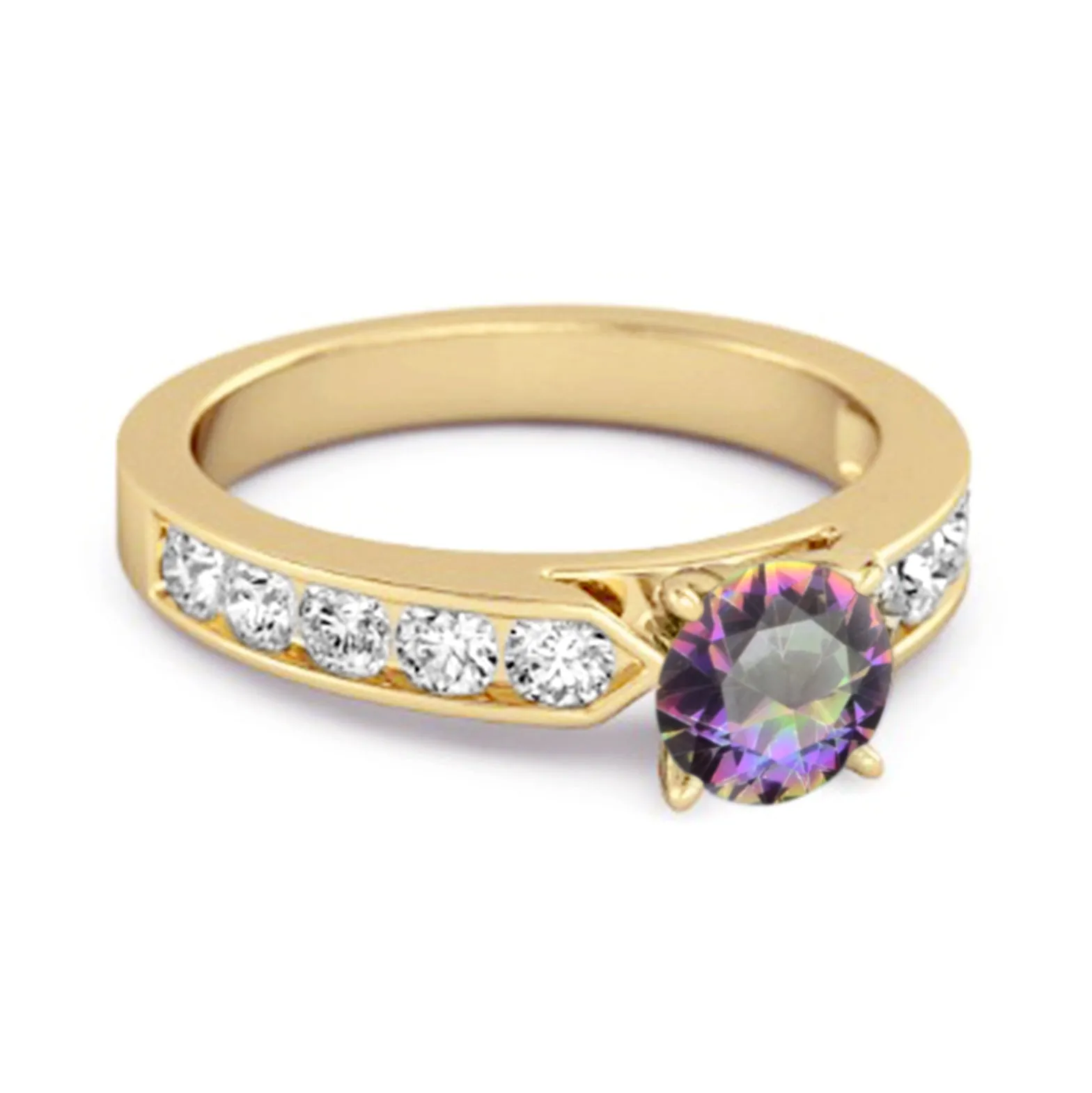 0.25 Ct Mystic Topaz 925 Sterling Silver Marguerite Tale Of Beauty Ring
