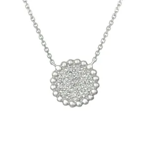 0.50 Carat Natural Diamond Cluster Disc Necklace 14K White Gold G SI