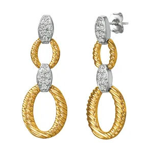 0.50 Carat Natural Diamond Drop Earrings 14K White and Yellow Gold