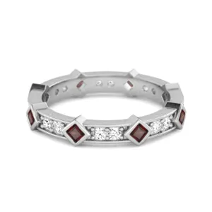 0.80 Ct Garnet Princess Round 925 Sterling Silver Art Deo Ring