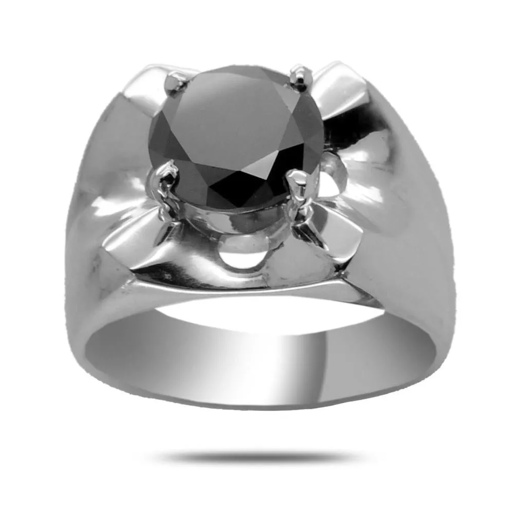 1 Ct Round Black Diamond Ring in 925 Sterling Silver. AAA Certified! Amazing Collection & Great Shine