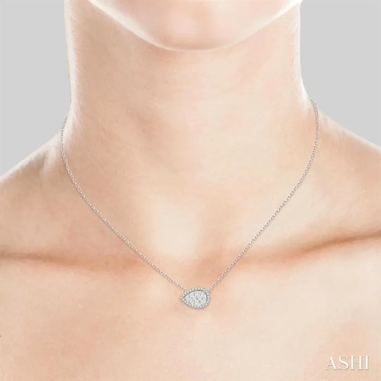 1 ctw Pear Shape Round Cut Diamond Lovebright Pendant With Chain in 14K White Gold