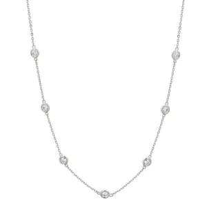 1.00 Carat Natural Diamond by the Yard Necklace 14K White Gold 15 Points each