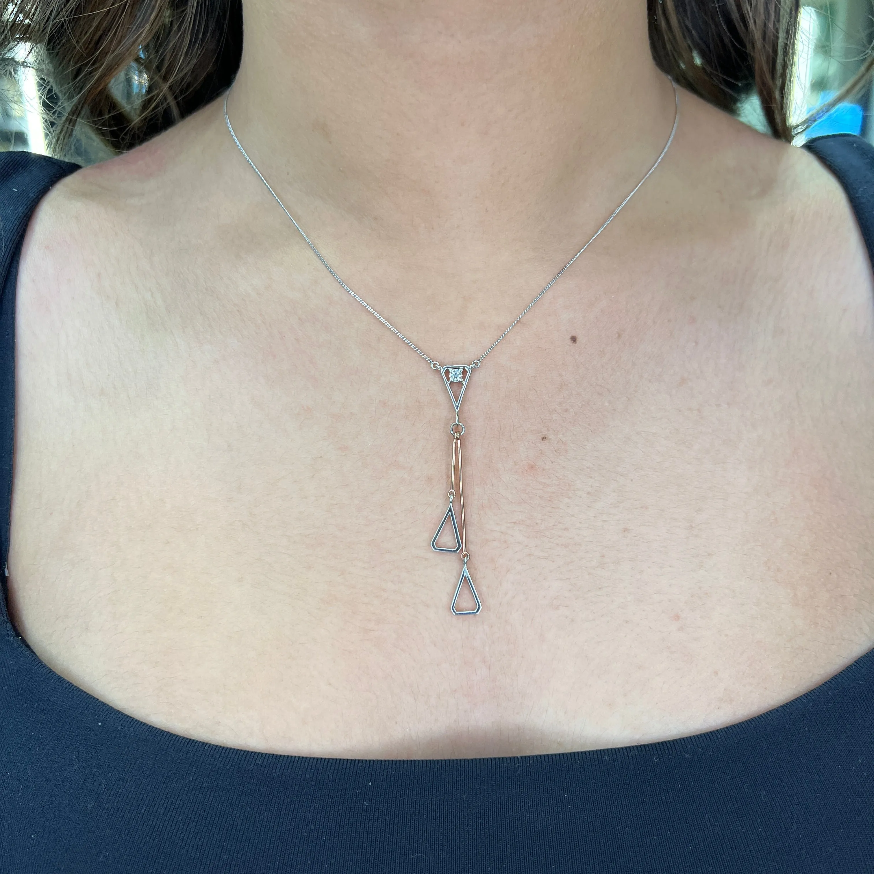 10K White and Rose Gold (0.08ct) Canadian Diamond Dangle Necklace