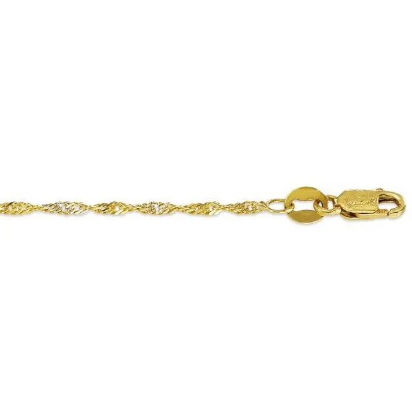 10K Yellow and White Gold (1.7mm) Singapore Bracelet 7.5"