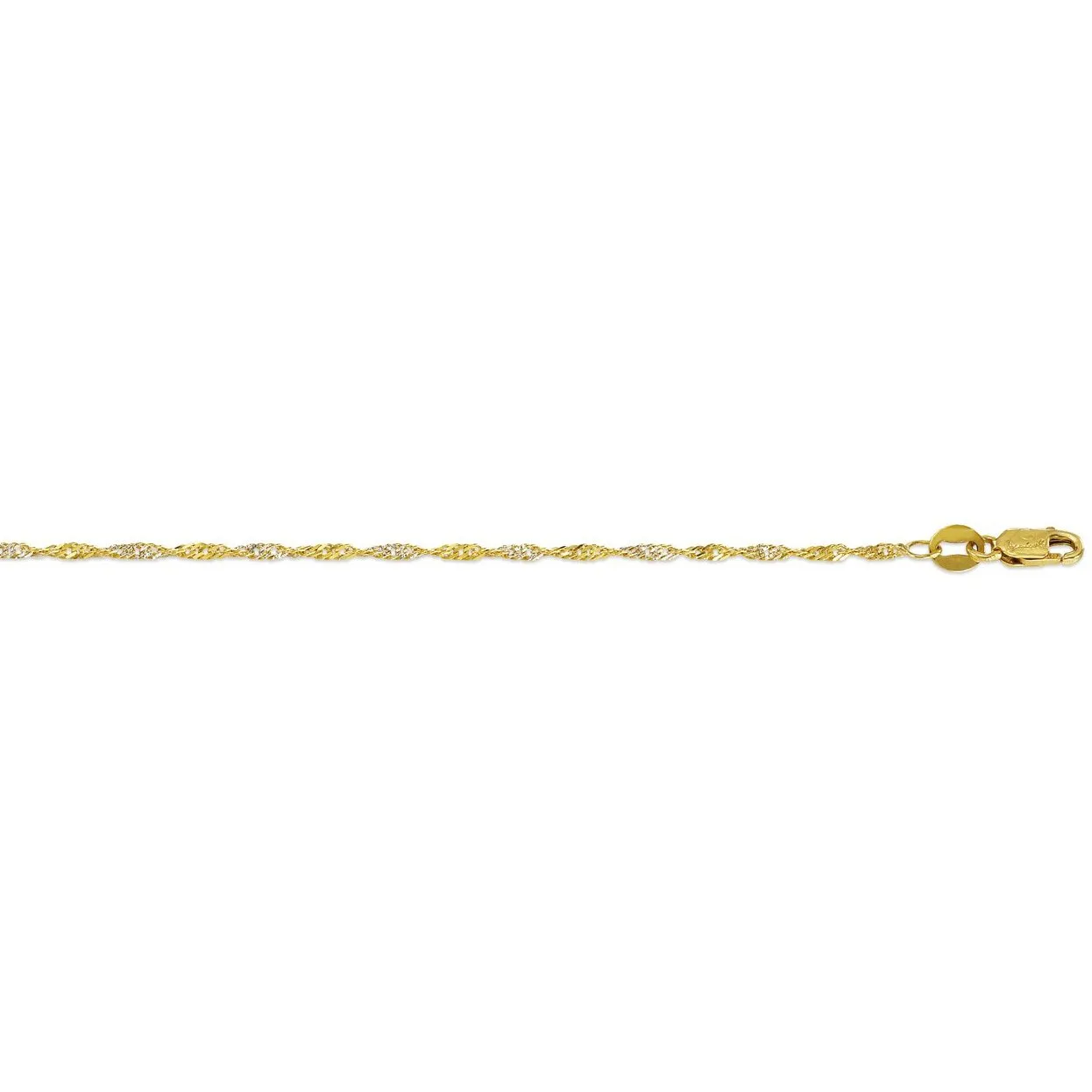 10K Yellow and White Gold (1.7mm) Singapore Bracelet 7.5"