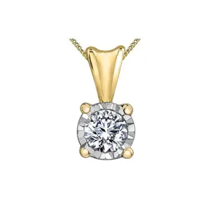 10K Yellow Gold (0.07ct - 0.20ct) Illusion Set Diamond Solitaire Pendant 0.10 ct