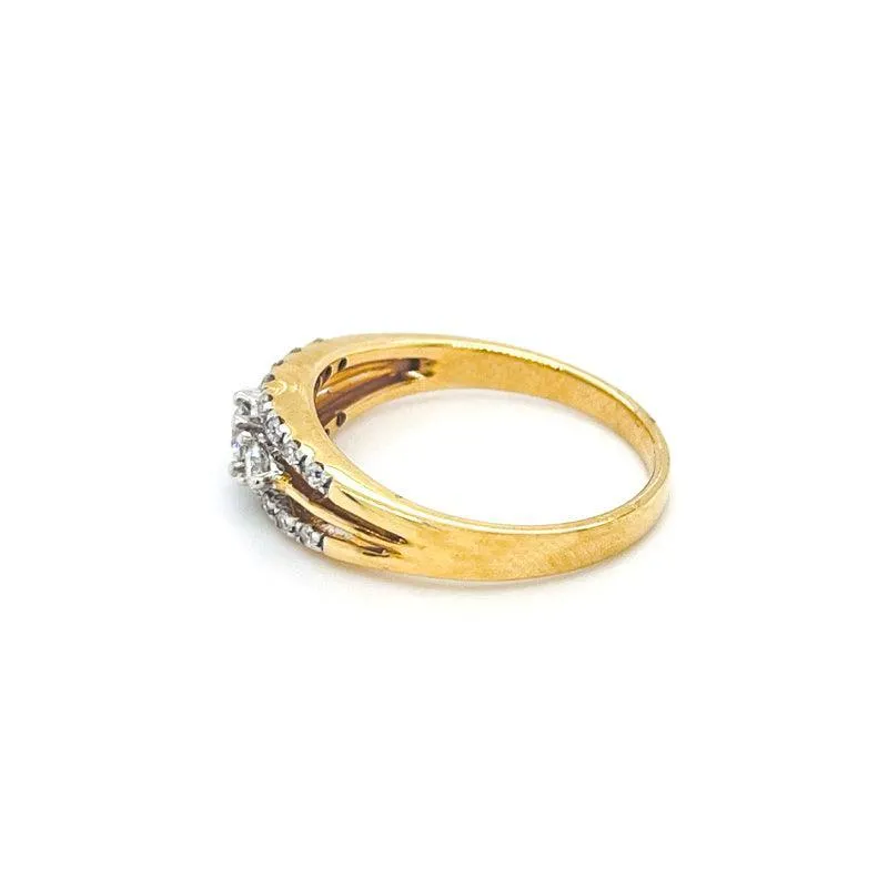 10K Yellow Gold 0.40TDW Diamond Past Present Future Ring with Accent Diamonds