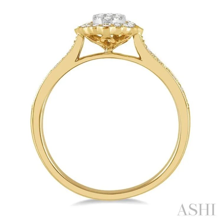 1/3 ctw Oval Laticde Lovebright Round Cut Diamond Ladies Ring in 14K Yellow and White Gold