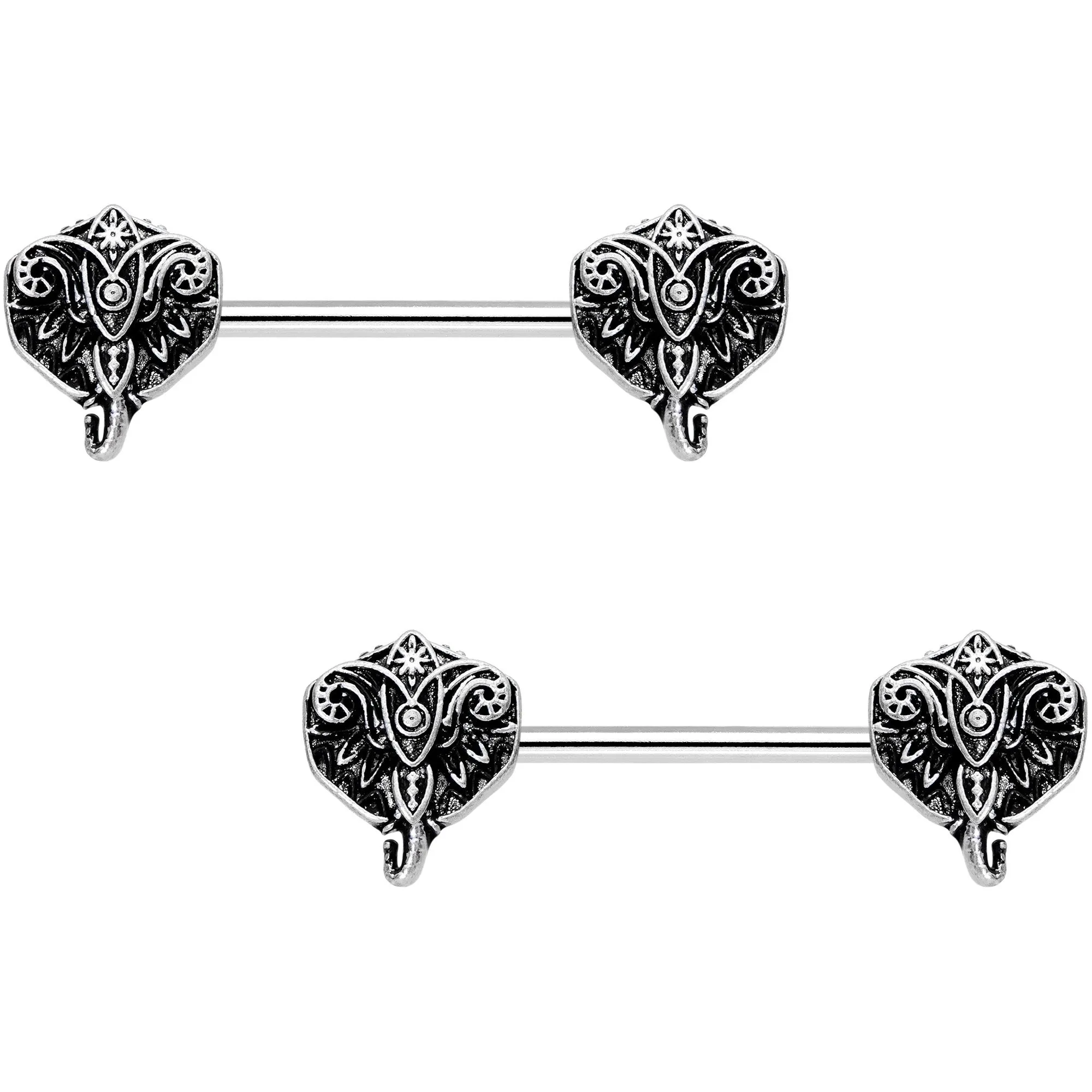 14 Gauge 9/16 Inspired By The Wild Elephant Barbell Nipple Ring Set