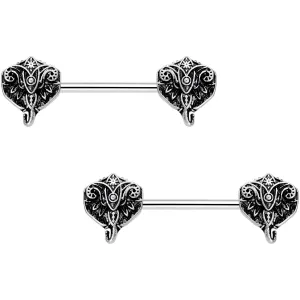 14 Gauge 9/16 Inspired By The Wild Elephant Barbell Nipple Ring Set