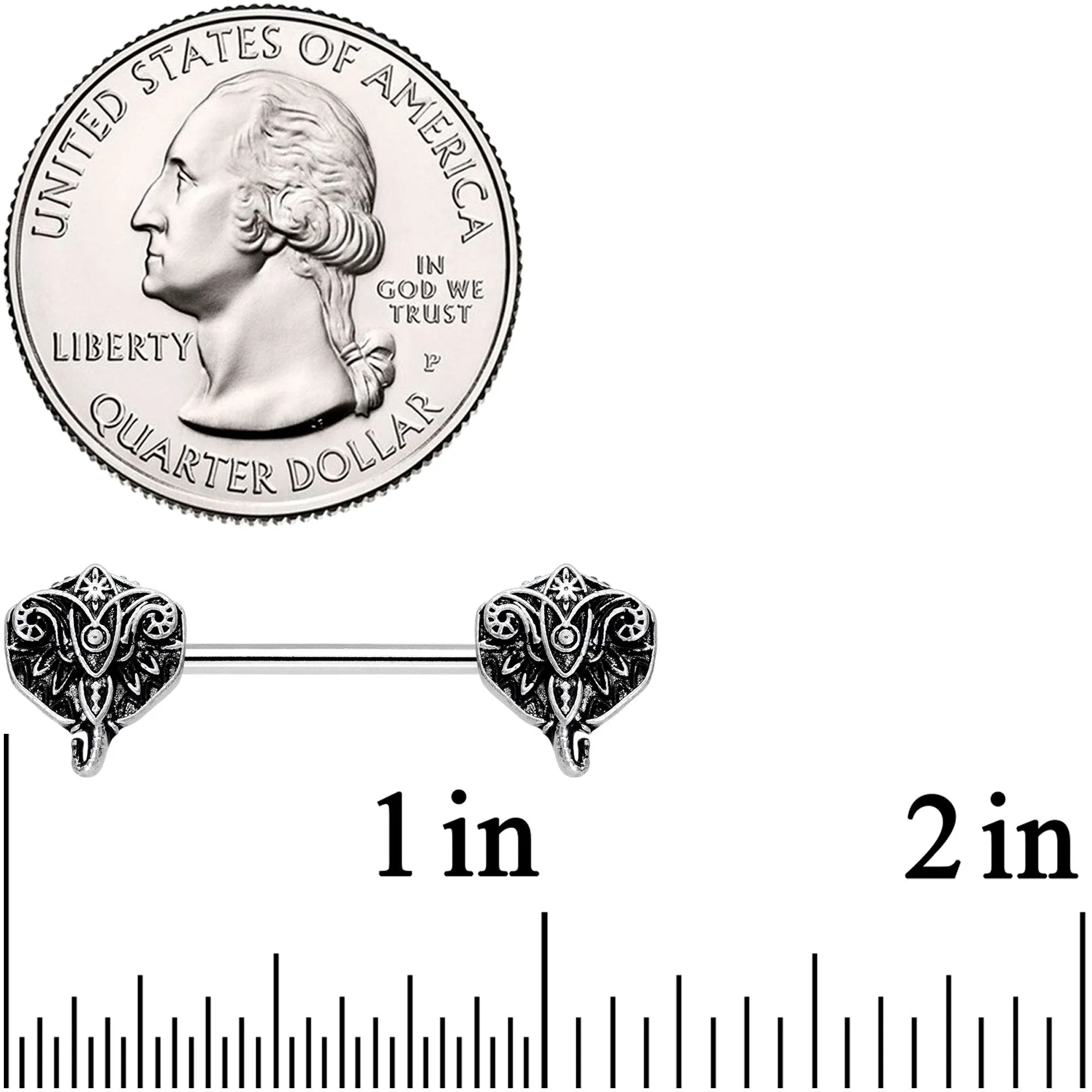 14 Gauge 9/16 Inspired By The Wild Elephant Barbell Nipple Ring Set