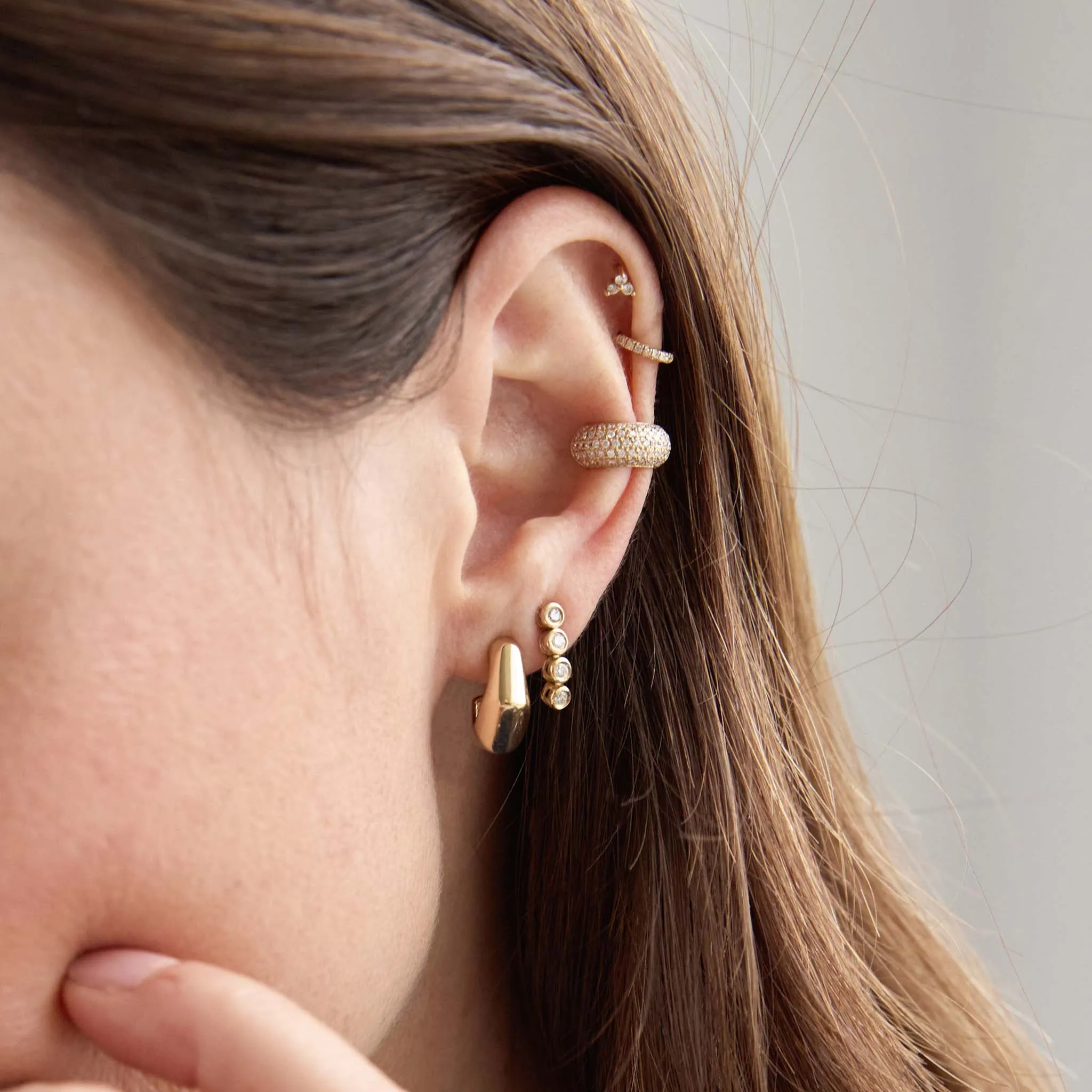14k Diamond Bezel Tennis Short Drop Earrings