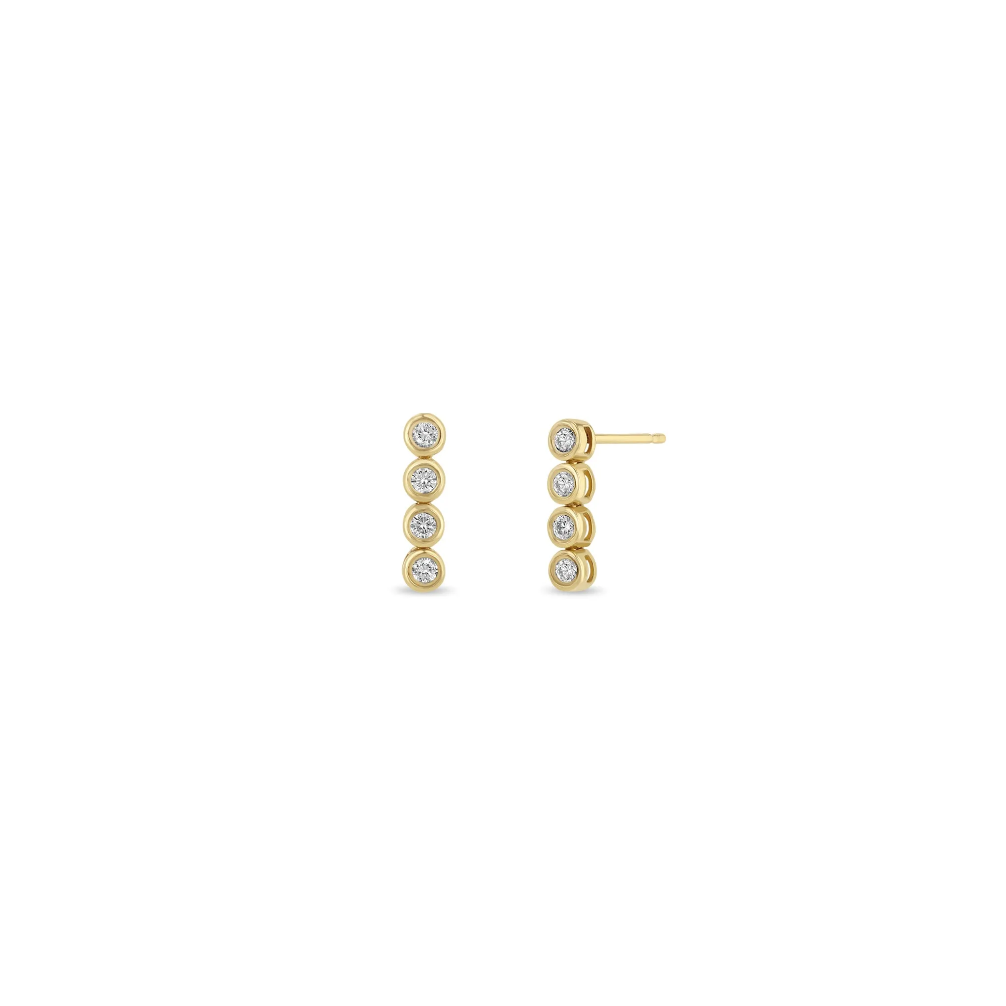 14k Diamond Bezel Tennis Short Drop Earrings