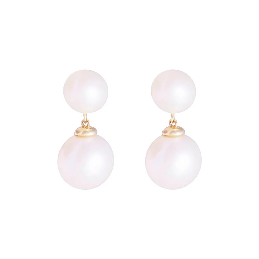 14K GOLD DOUBLE PEARL LUNA DROPS