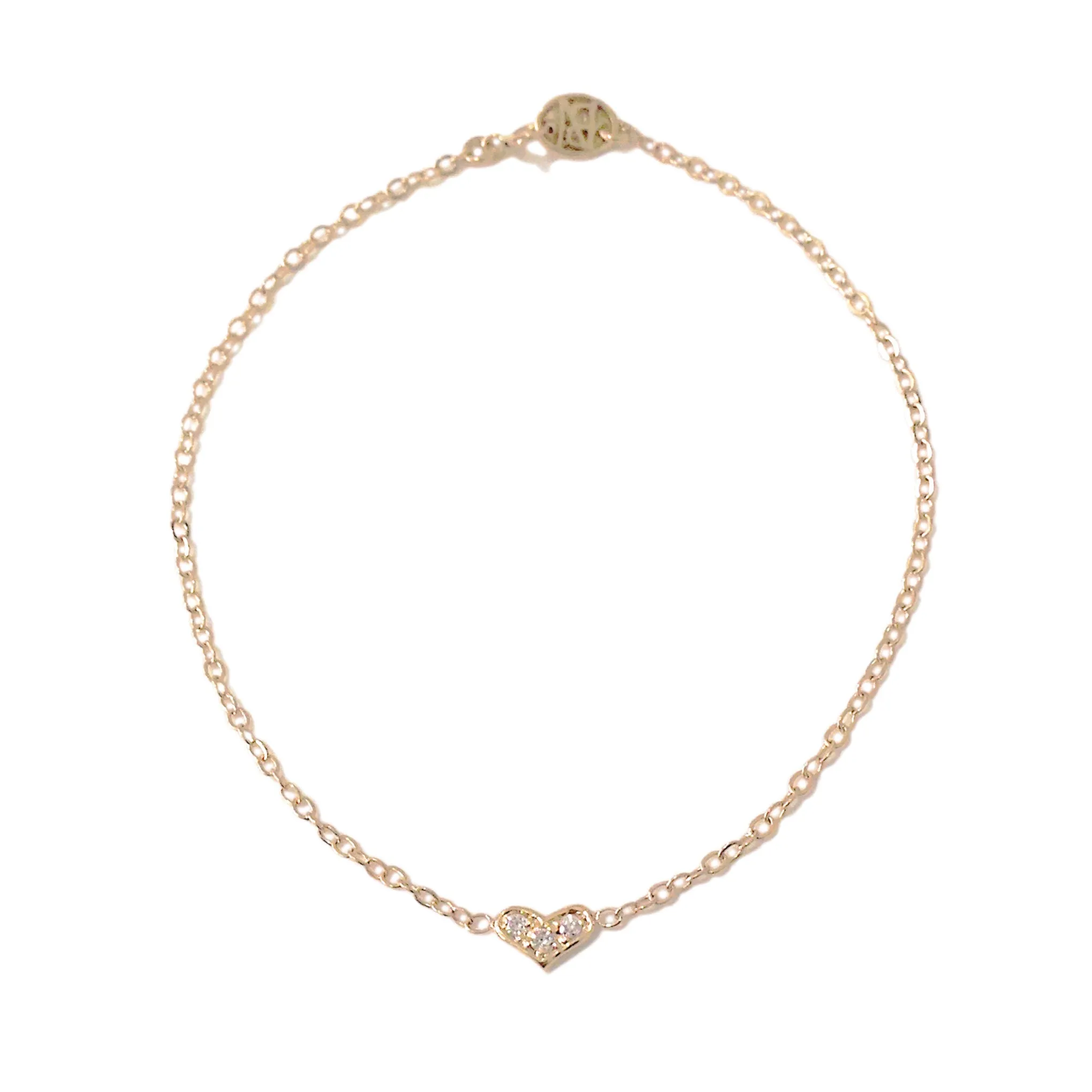 14K Gold Pavé Diamond XS Sweetheart Bracelet
