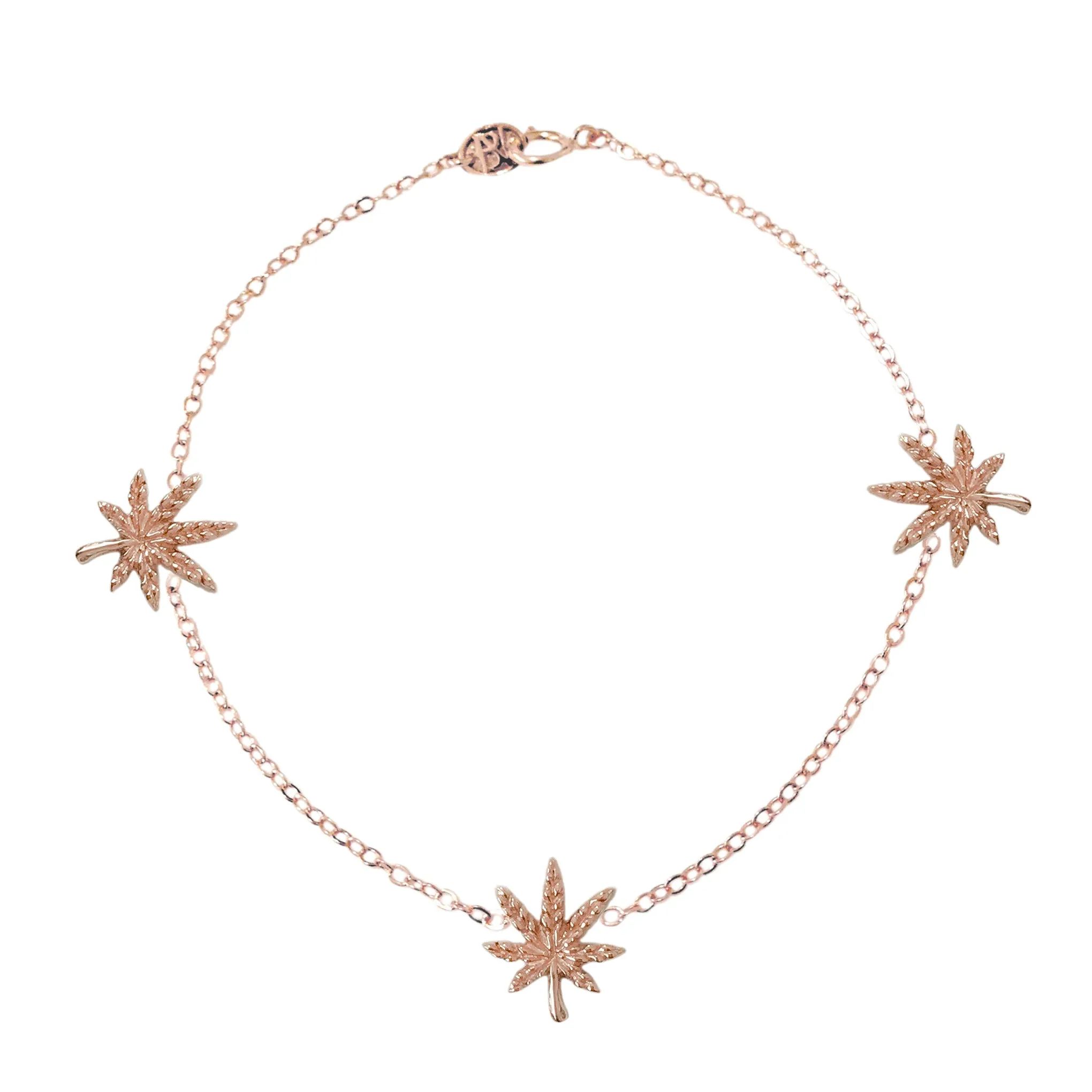 14K Gold Triple Marijuana Bracelet