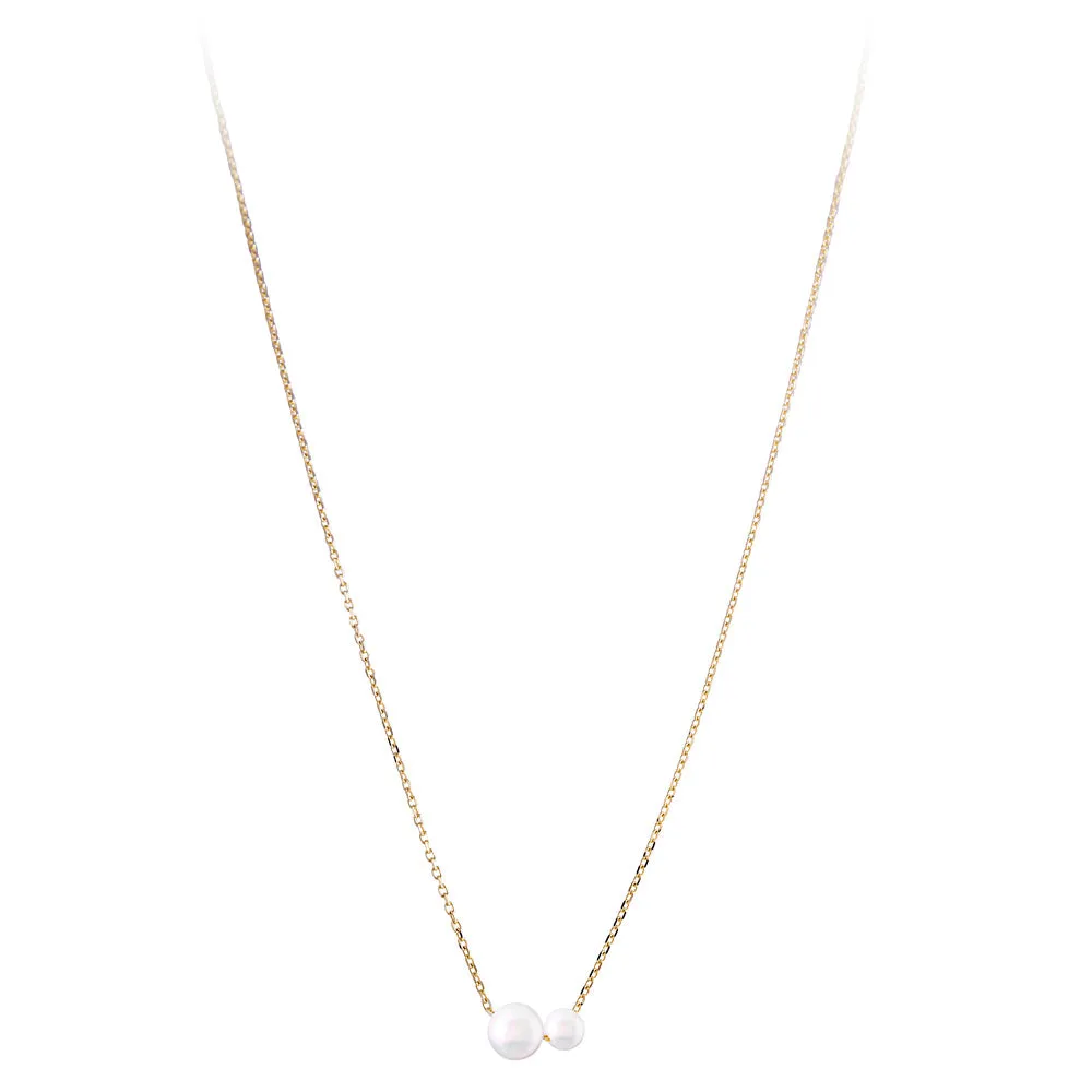 14K GOLD TWIN PEARL NECKLACE