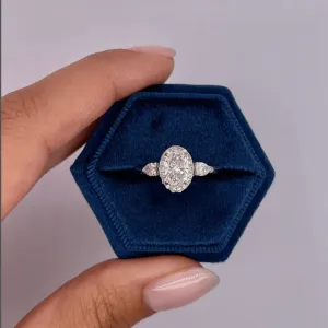 14k White Gold 1.0 Ct Oval Cut CVD Lab Diamond Engagement Ring