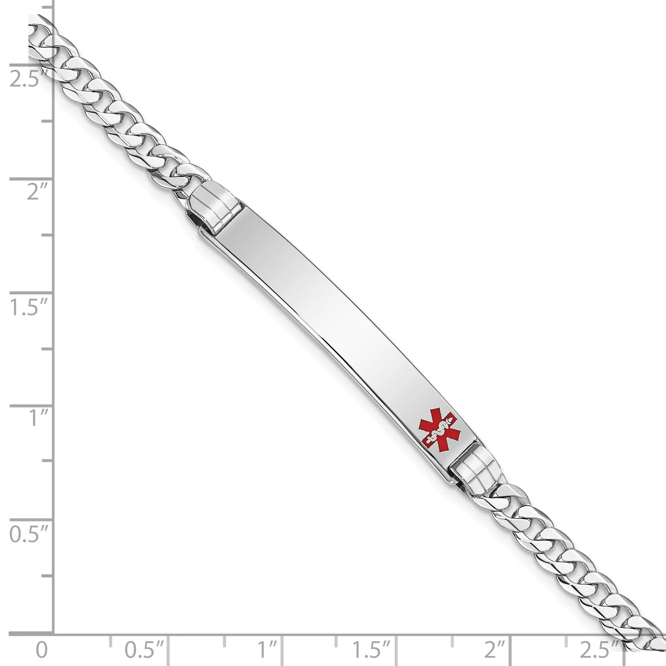 14K White Gold Curb Link Medical ID Bracelet