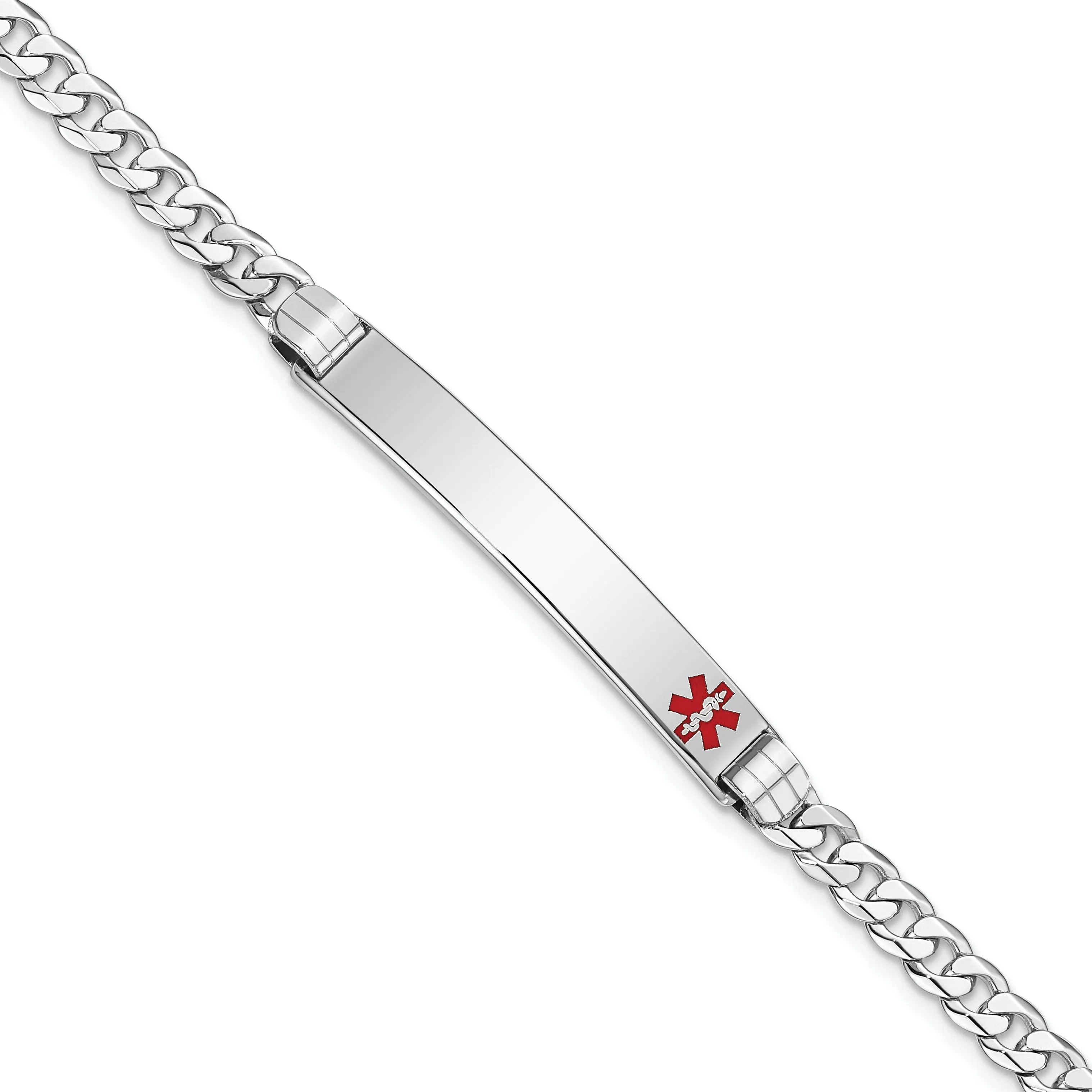 14K White Gold Curb Link Medical ID Bracelet
