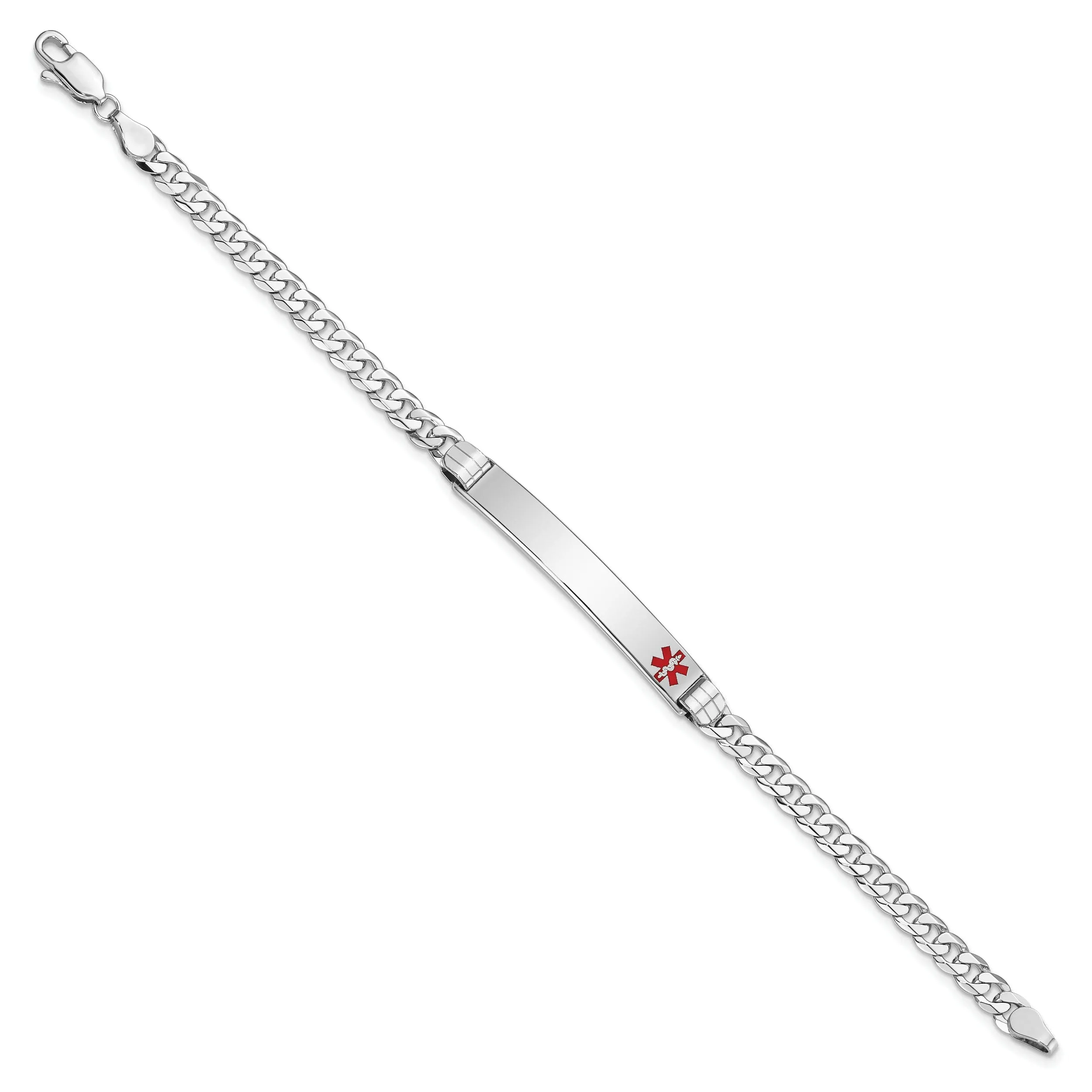 14K White Gold Curb Link Medical ID Bracelet