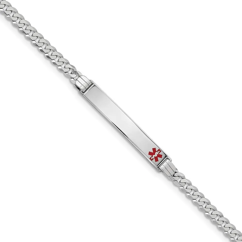 14K White Gold Curb Link Medical ID Bracelet