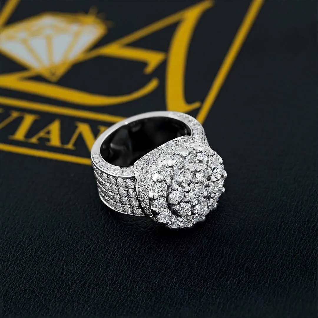 14K White Gold Mens Diamond Ring  5.50 Ctw