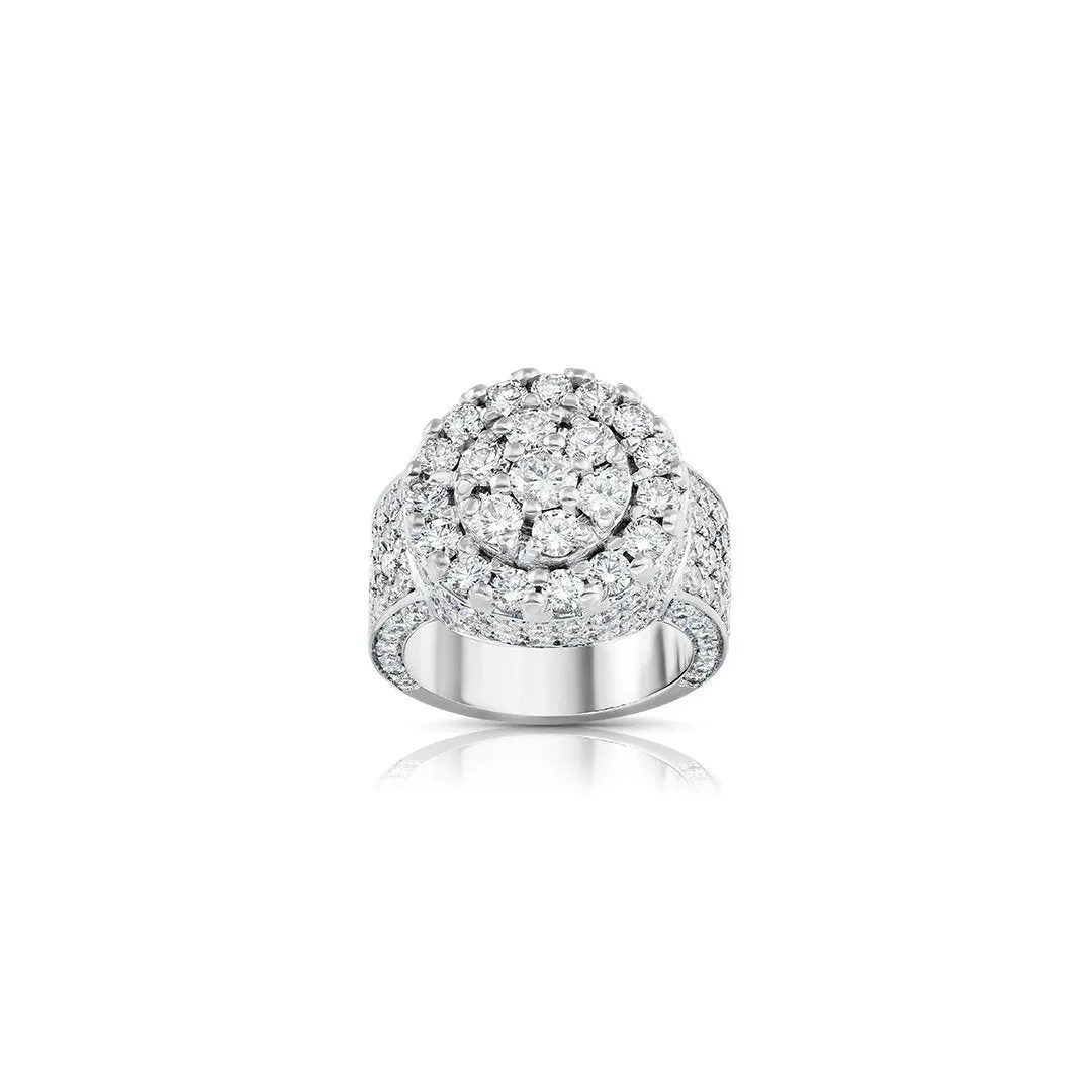 14K White Gold Mens Diamond Ring  5.50 Ctw
