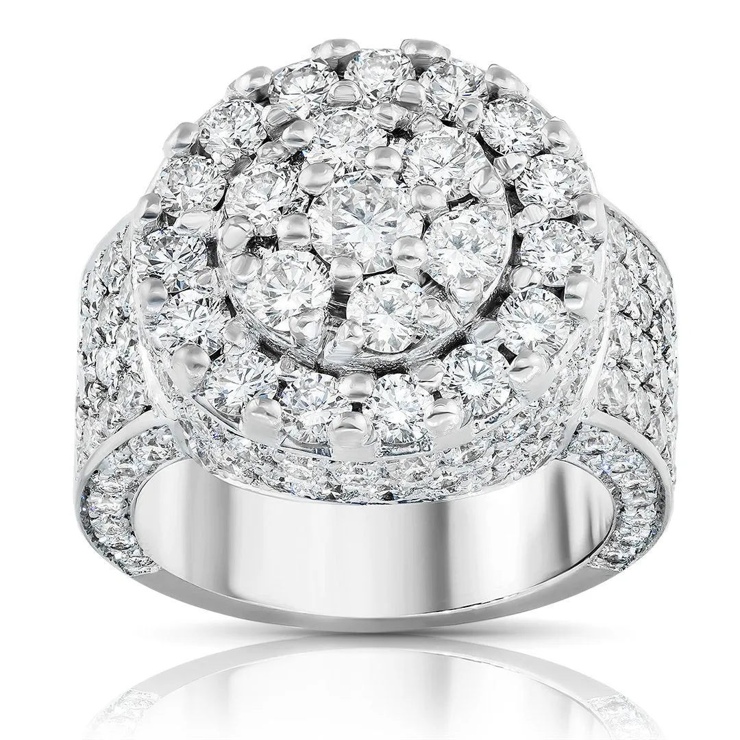 14K White Gold Mens Diamond Ring  5.50 Ctw