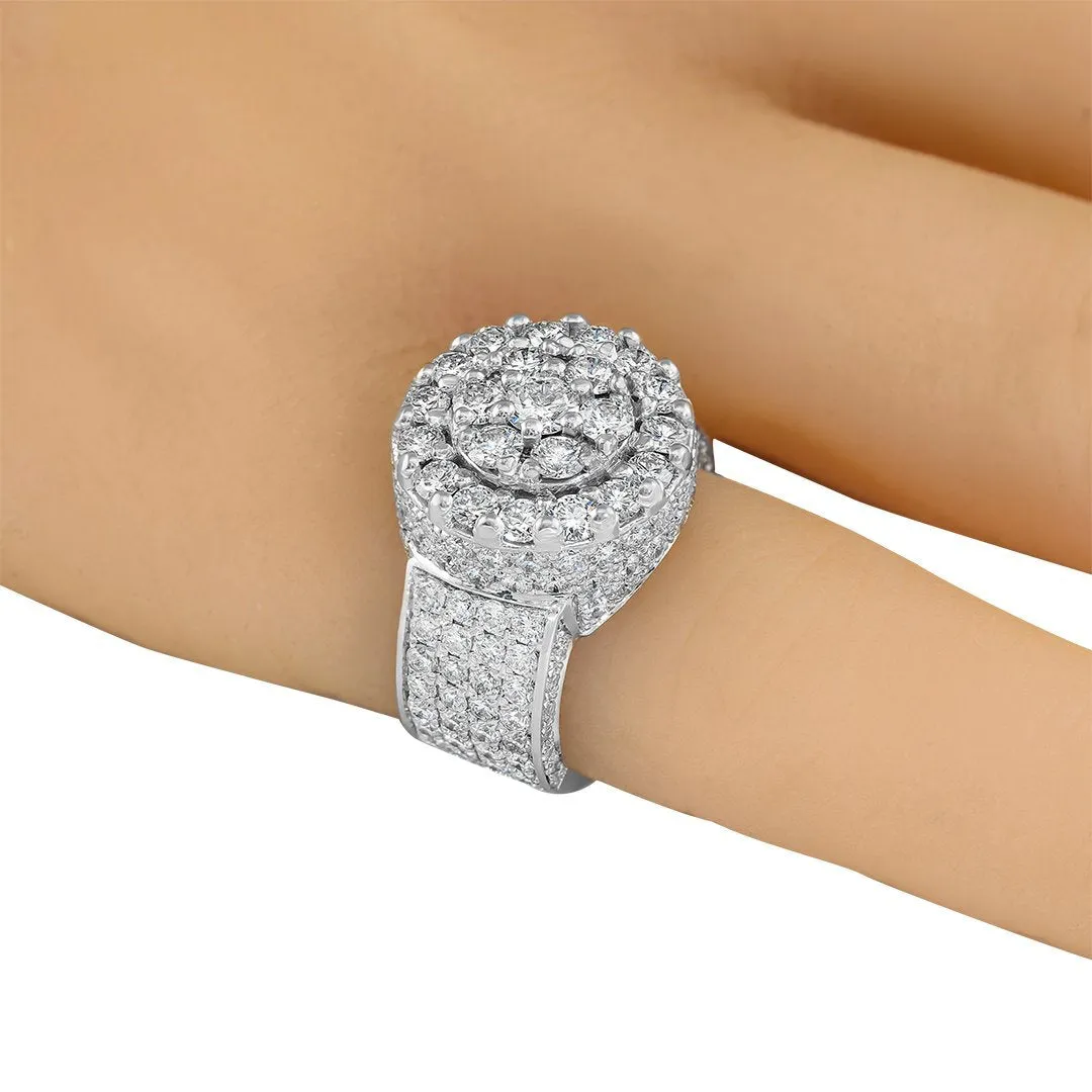 14K White Gold Mens Diamond Ring  5.50 Ctw