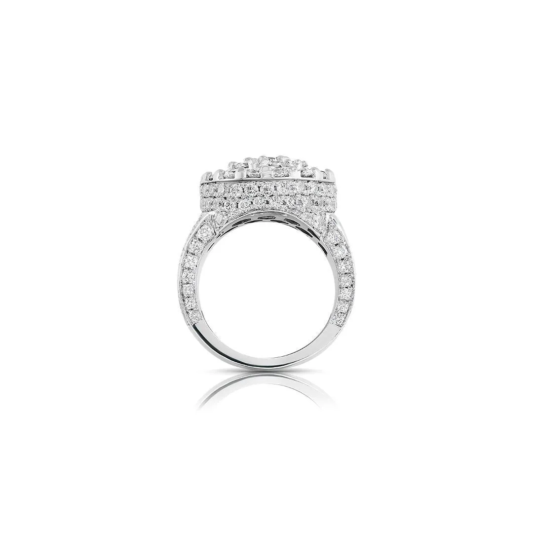 14K White Gold Mens Diamond Ring  5.50 Ctw