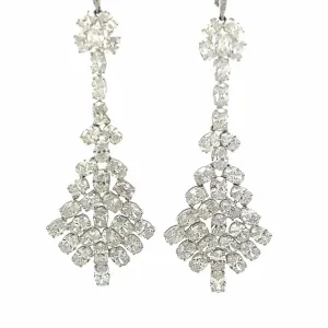 14K White Gold Oval And Round Diamond Chandelier Earrings (17.12ctw)