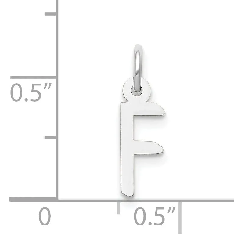 14k White Gold Small Slanted Block Letter F Initial Pendant