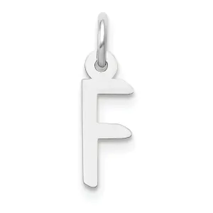 14k White Gold Small Slanted Block Letter F Initial Pendant